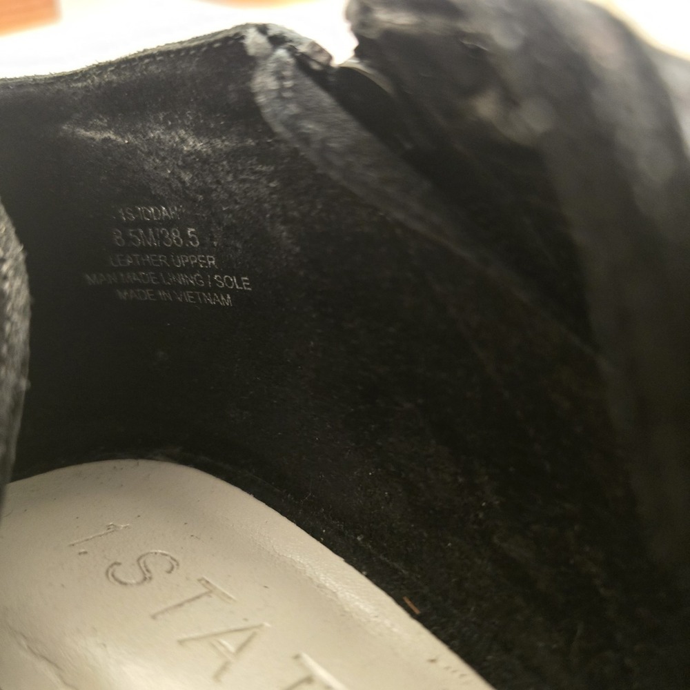 1. State Black Textured Suede Ankle Booties with Stacked Heel - Picture 5 of 7